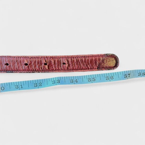 Vintage Coach Red Burgundy Leather Belt 36” Solid Brass Buckle Made in USA - Picture 6 of 6